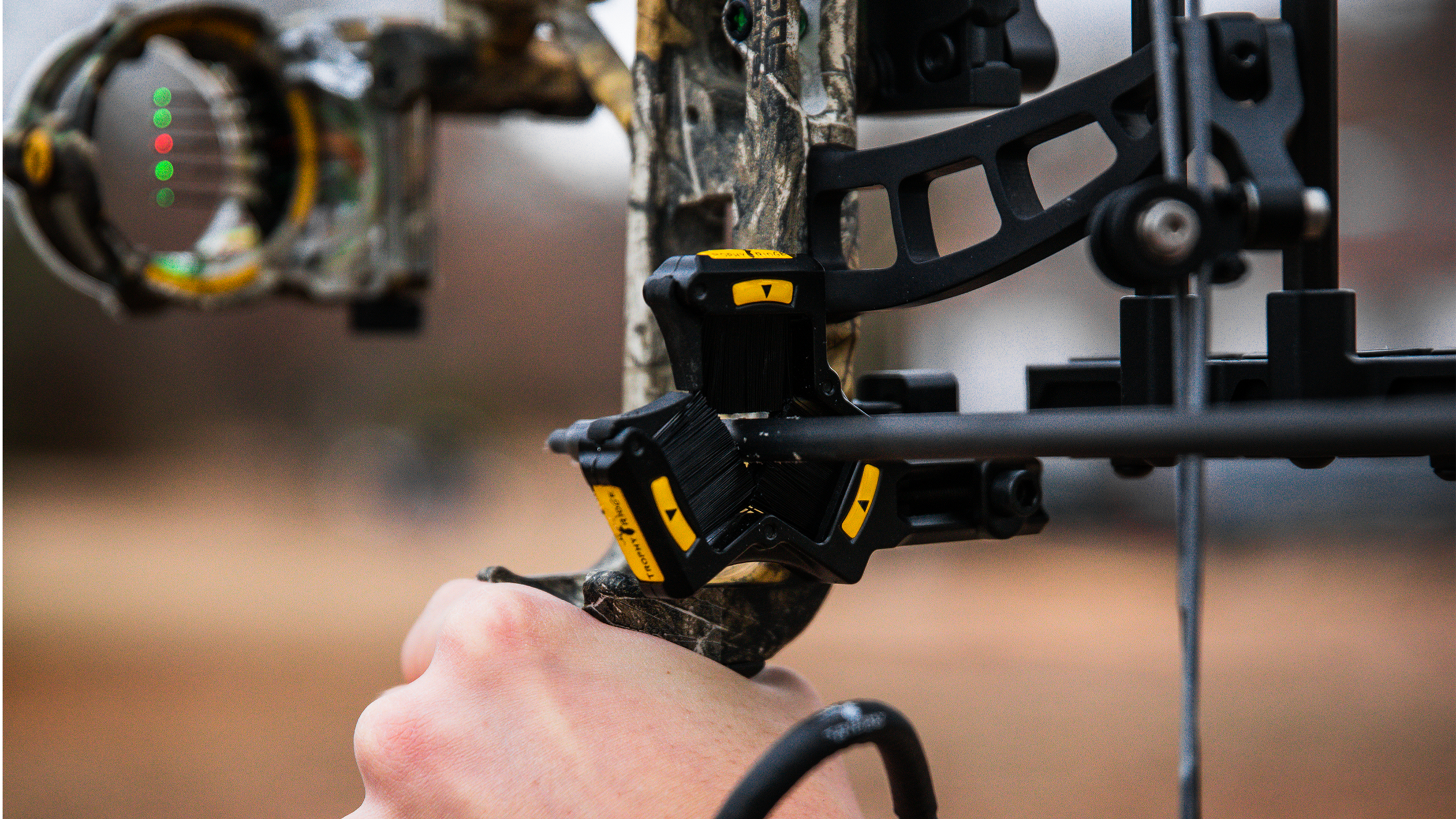 Close up of an arrow resting on a Trophy Ridge Whisker Biscuit V Max Arrow Rest