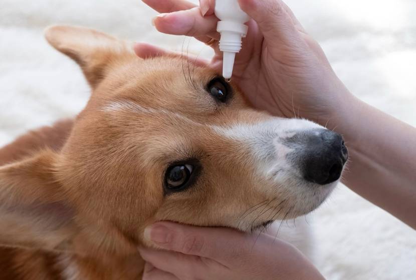 Hund werden augentropfen verabreicht