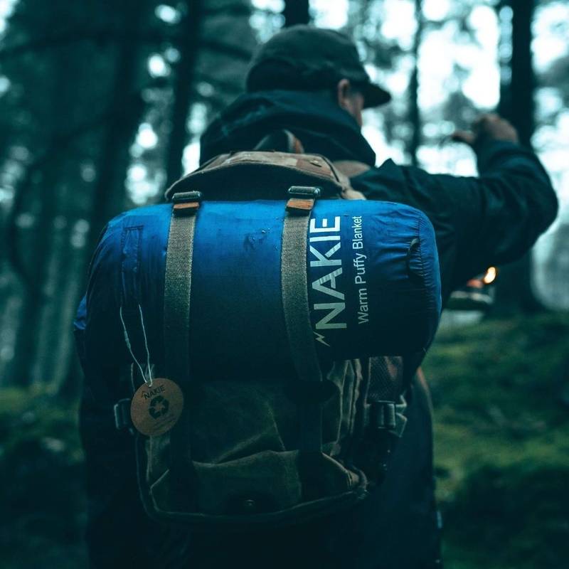 Midnight Black Sustainable Down Puffy Blanket Made From 100