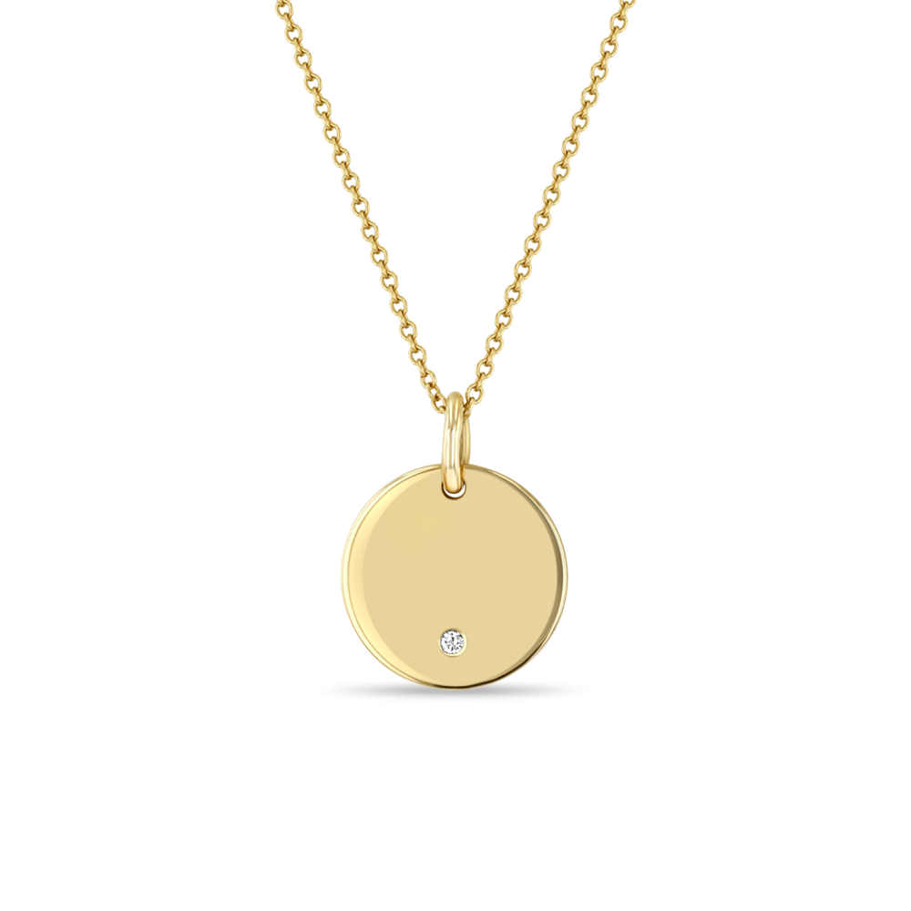 Engraved Silver Disc Necklace - FK Lielupe | Oficiālā mājaslapa