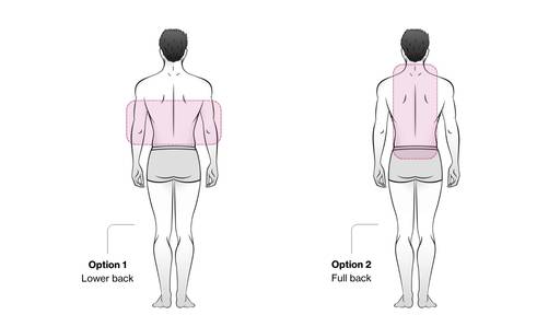Celluma treatment areas on the back when treating pain.