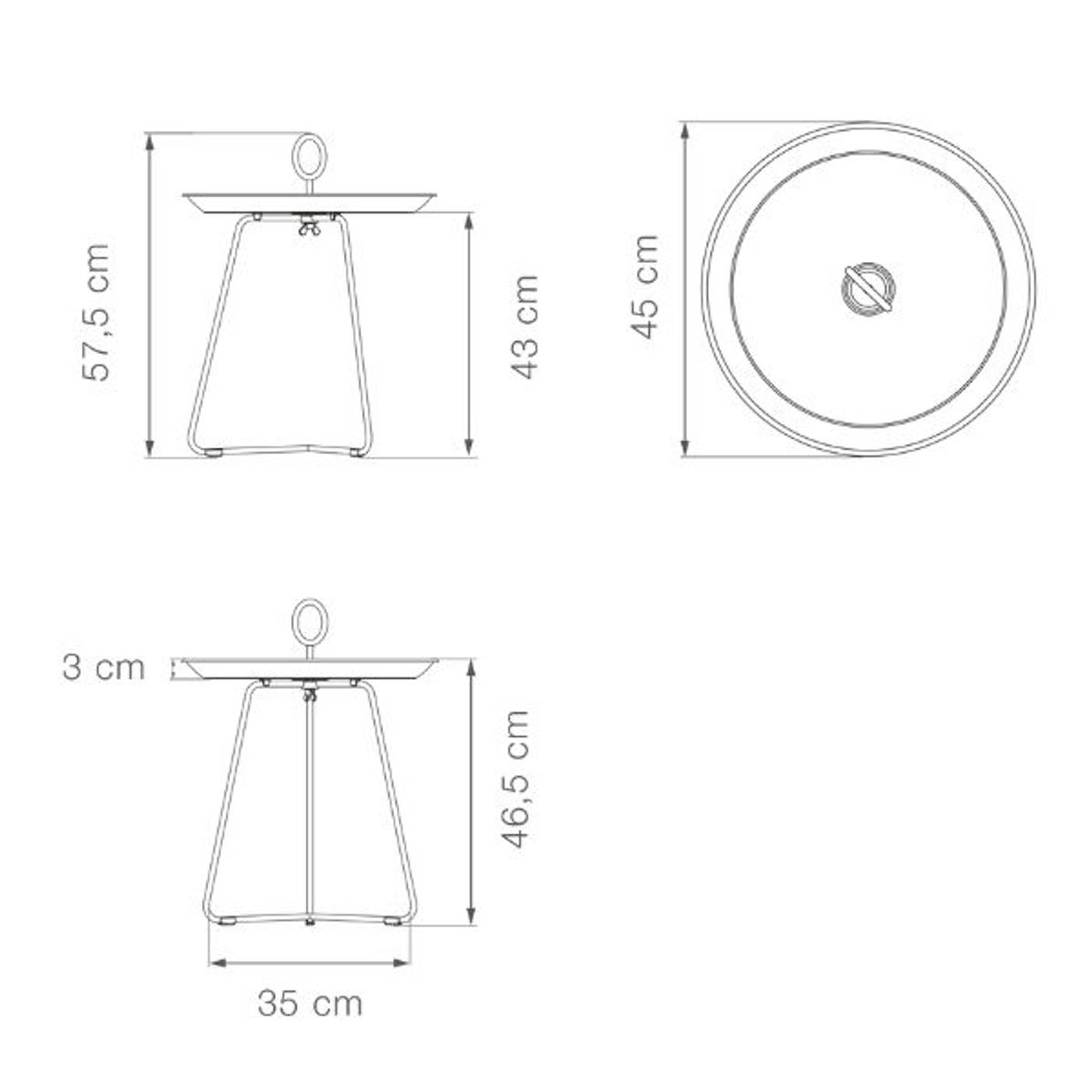 Eyelet Tray Table 70(CM)  - Black Large