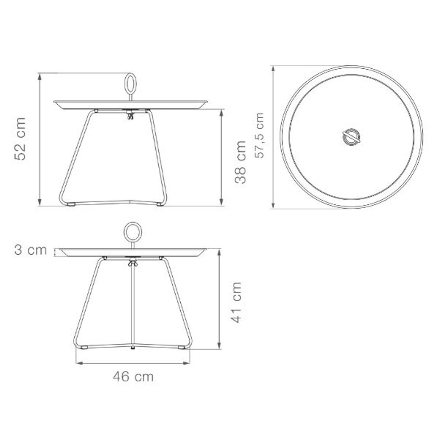 Eyelet Tray Table 70(CM)  - Black Large