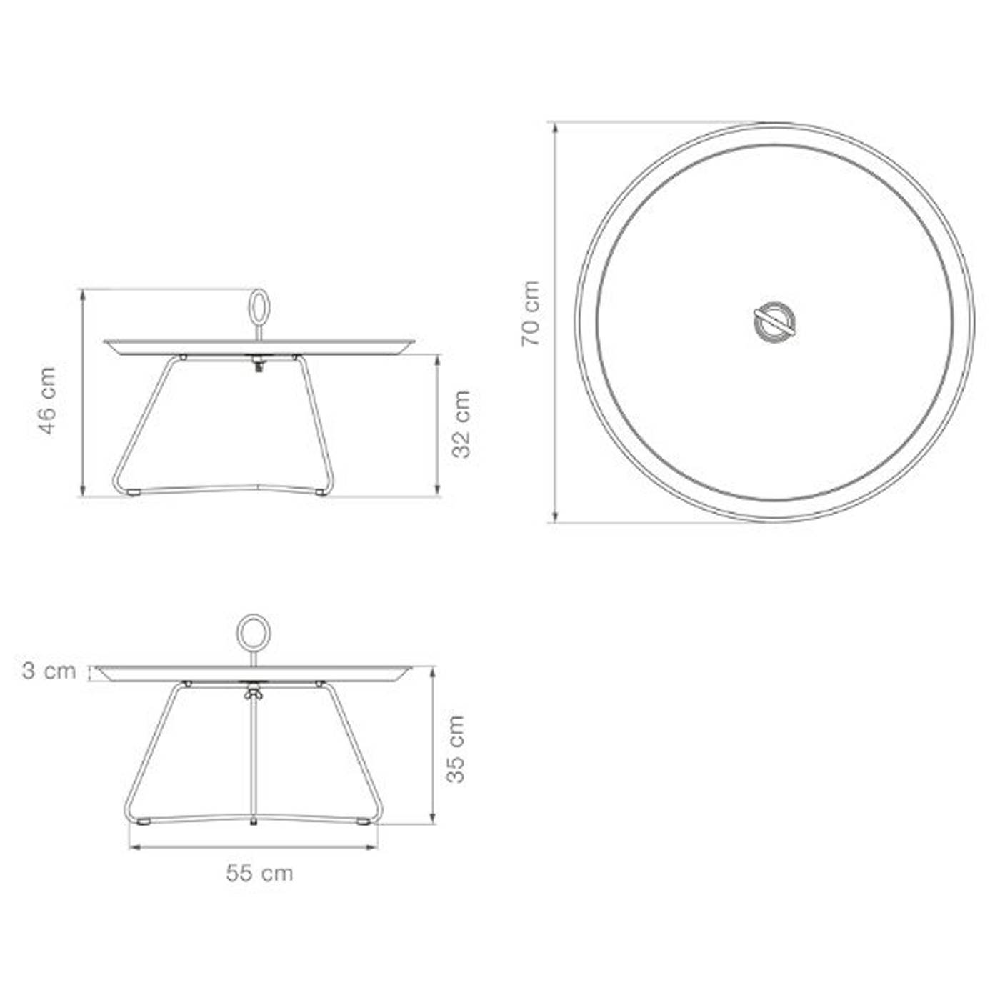 Eyelet Tray Table 70(CM)  - Black Large