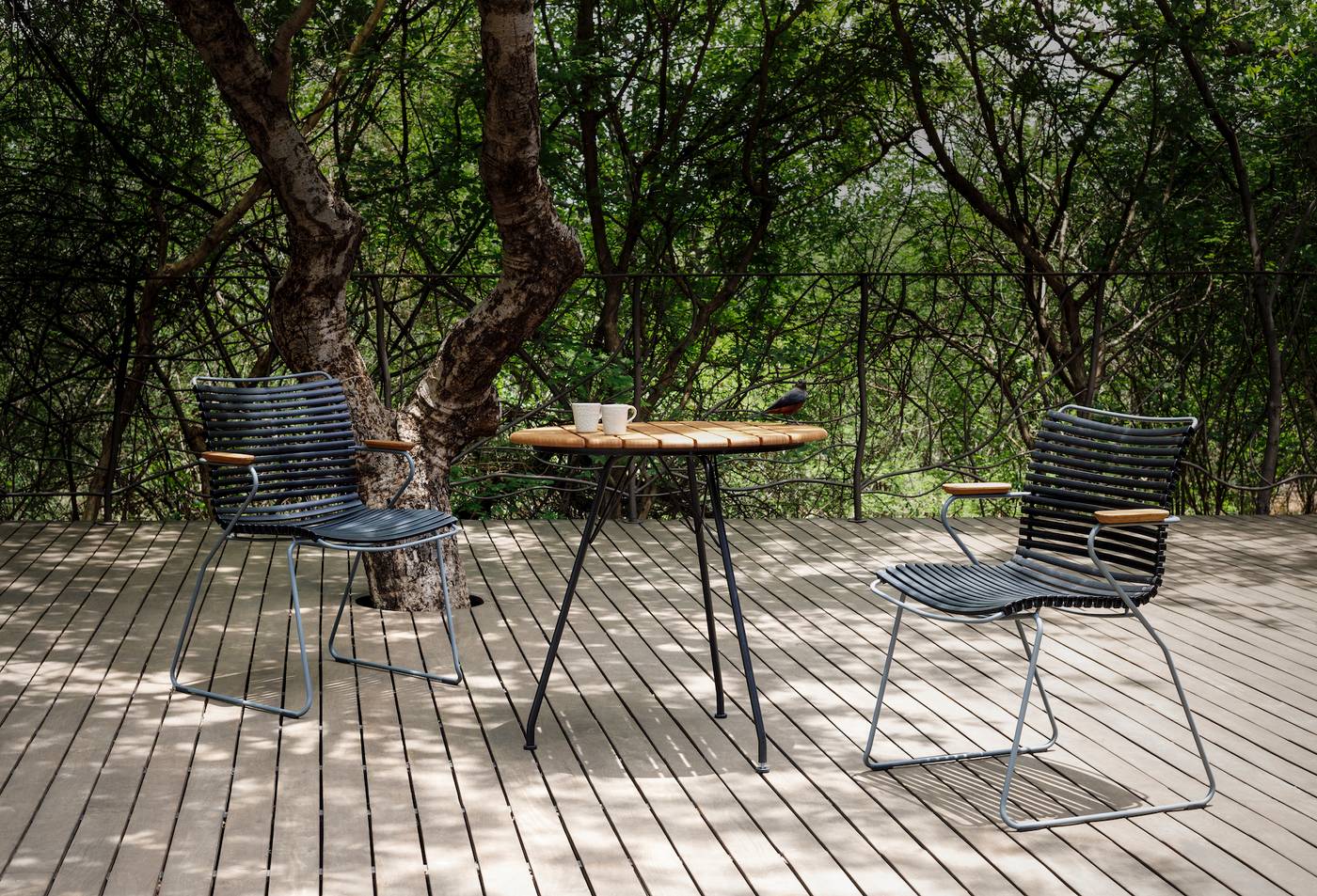 Circum Outdoor Round Dining Table 74cm by Houe (Bamboo & Black)
