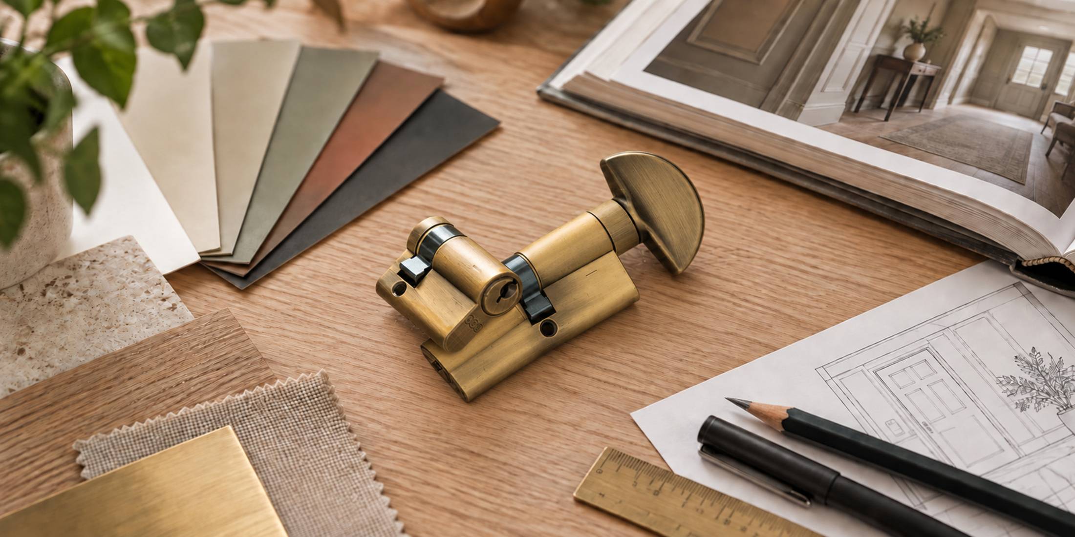 Turn and release euro cylinder in antique brass finish
