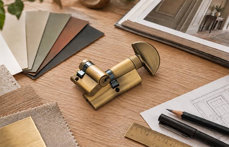 Turn and release euro cylinder in antique brass finish