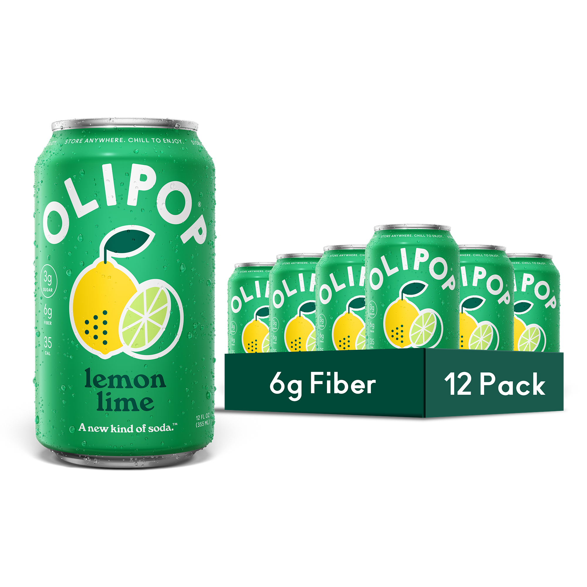 Lemon Lime Prebiotic Soda 6g Fiber | OLIPOP