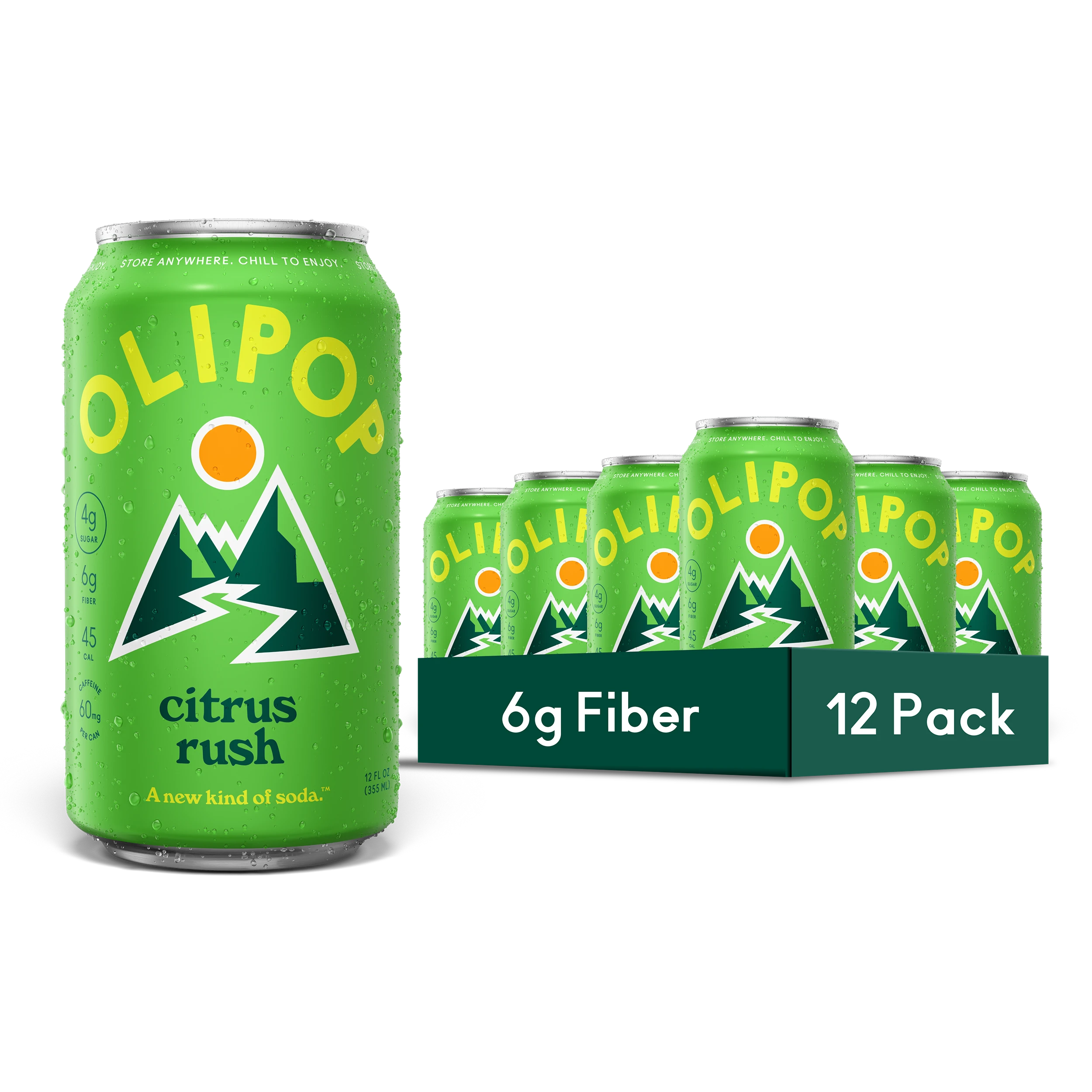 Citrus Rush Prebiotic Soda 6g Fiber | OLIPOP