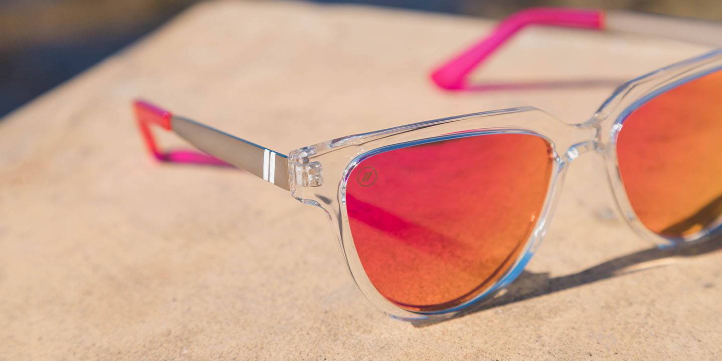 Atomic Candy Sunglasses Pink Polarized Lenses With Clear Frames