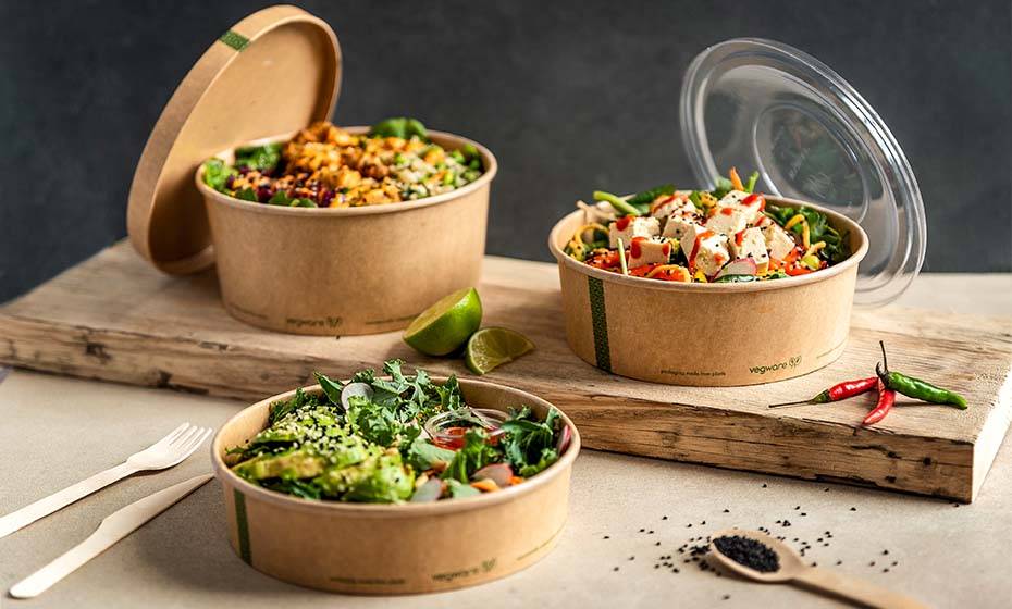 770ml / 26oz Round Wide Paper Takeaway Container - PLA Lined - Kraft - 185 Series
