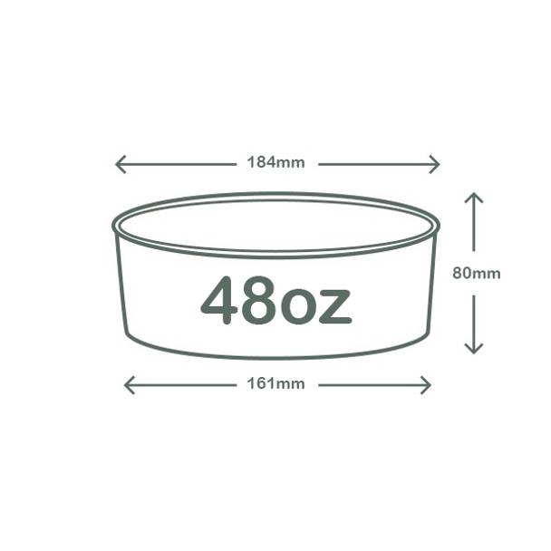 48oz (1420ml) Wide Paper Bowl - Kraft - 185 Series