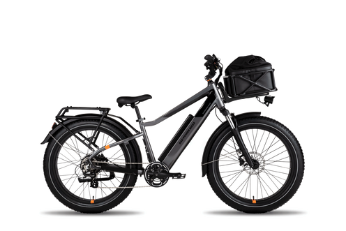RadRover All-Terrain Adventure Kit which includes a rear rack, front basket and front basket bag.