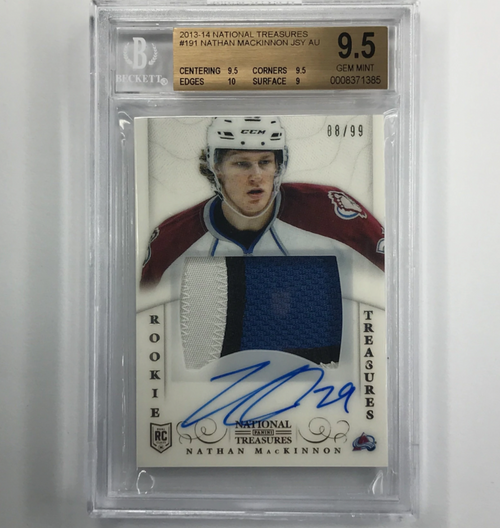 2013-14 National Treasures NATHAN MACKINNON Rookie Patch Auto 88/99 BGS 9.5/10