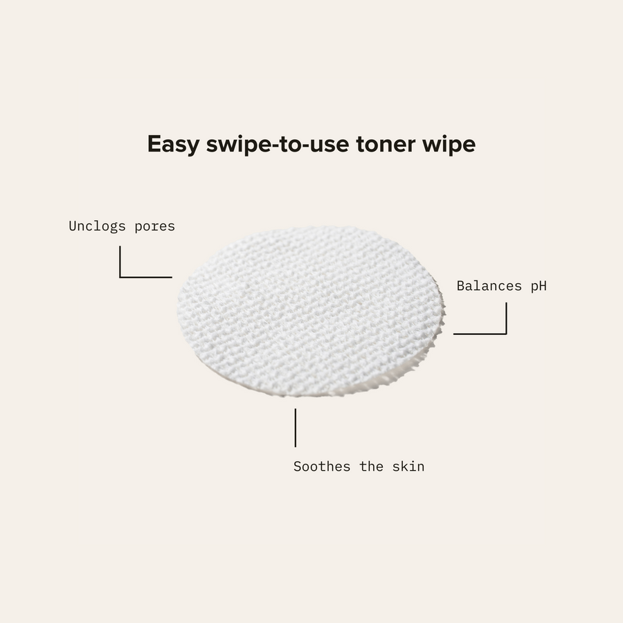 Cardon Skincare's Exfoliating Facial Toner Wipes textured side is easy to use with just a few wipes of the pre-soaked pad and doesn't require any water or rinsing!