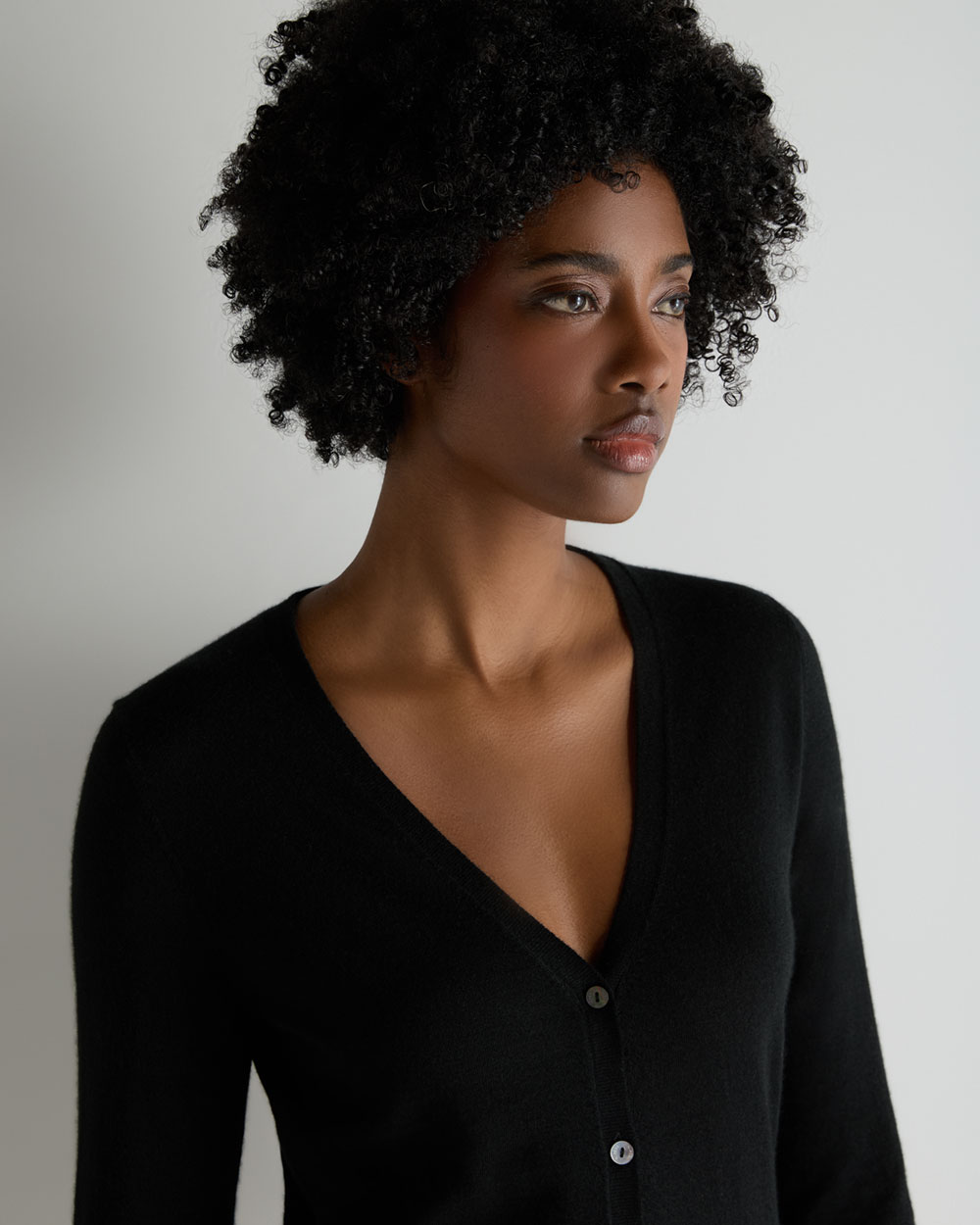 MYLAN マイラン Cashmere Cable Knit V Neck Cardigan カシミヤケーブルニットカーディガン  ブラック F Aran Ladies V-Neck Merino Cable Knit Cardigan | Keilys.com