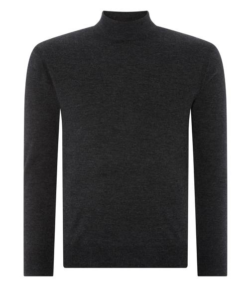 007 Fine Gauge Cashmere Mock Turtle Neck Jumper Dark Charcoal Grey | N.Peal