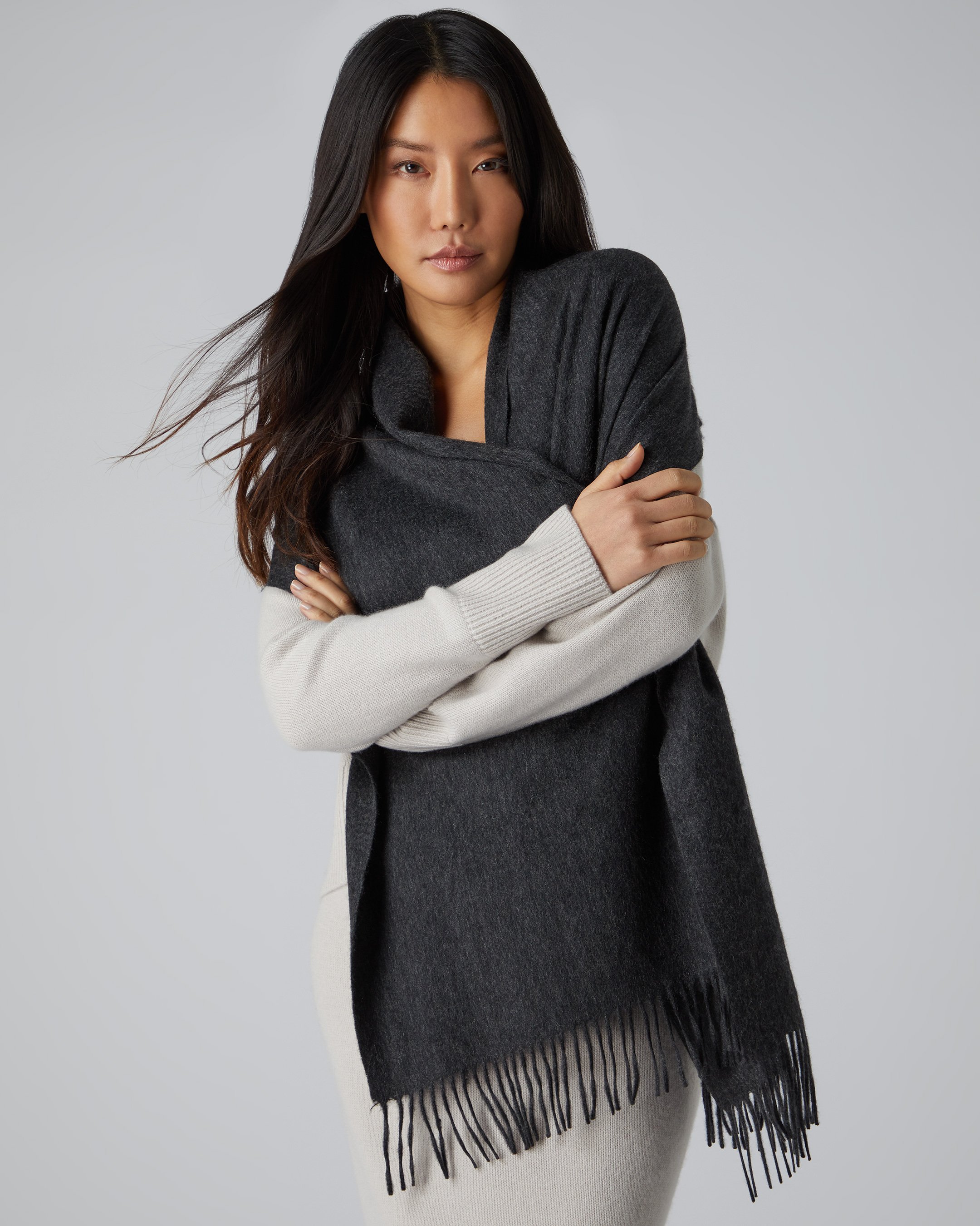 Gorgeous Cashmere Charcoal Feather Scarf fashion Soft Scarf Wrap Neck Scarf Women’s Wrap 28x76”Inches