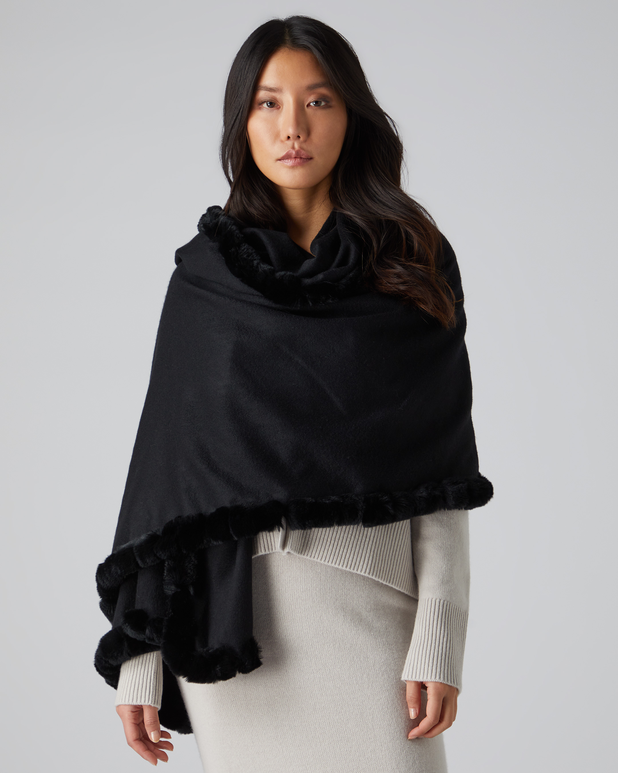 Cashmere fur wrap sale