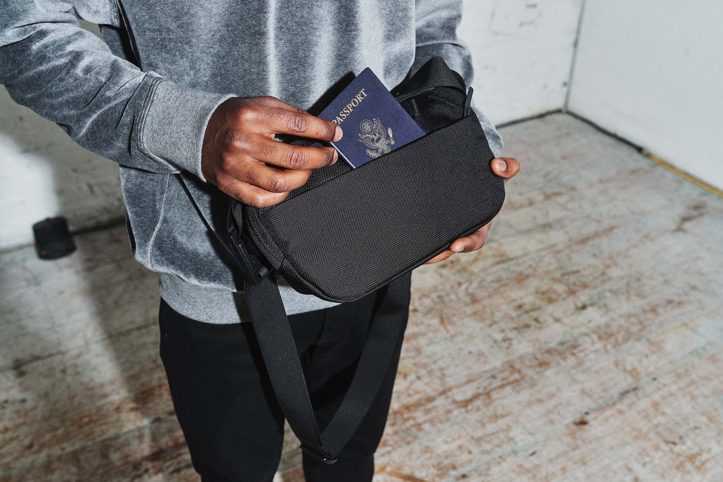 Tan Leather Travel Sling Bag Neck Strap Lanyard Passport Holder | eBay