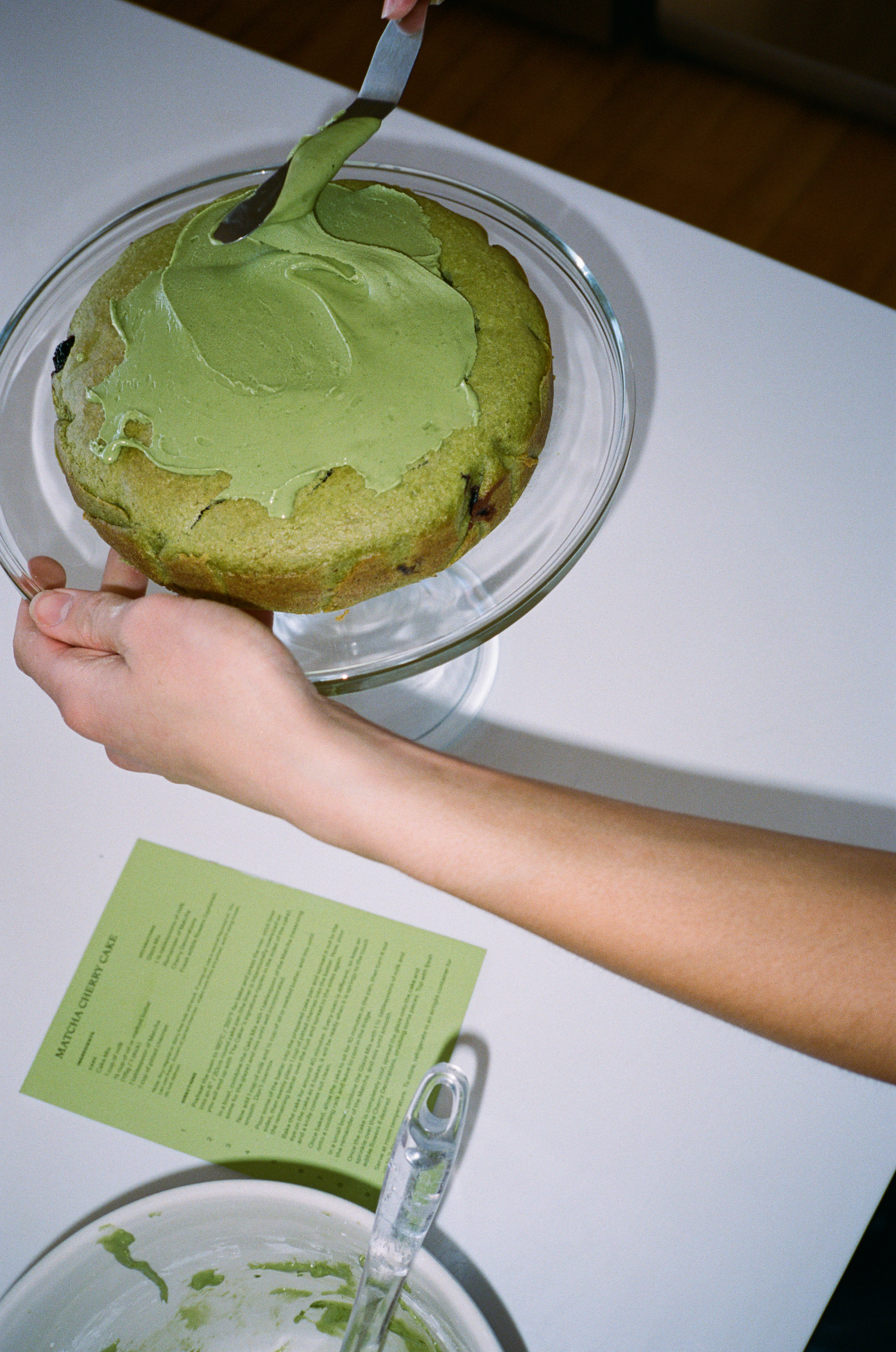 Limited Edition Matcha Cherry Cake Kit with TheaEditorial Image  of person making cake
