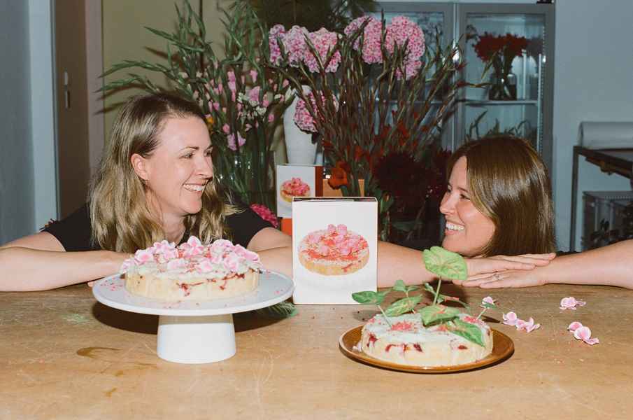 Coconut Raspberry Lime Leaf Cake KitEditorial Image of person making cake