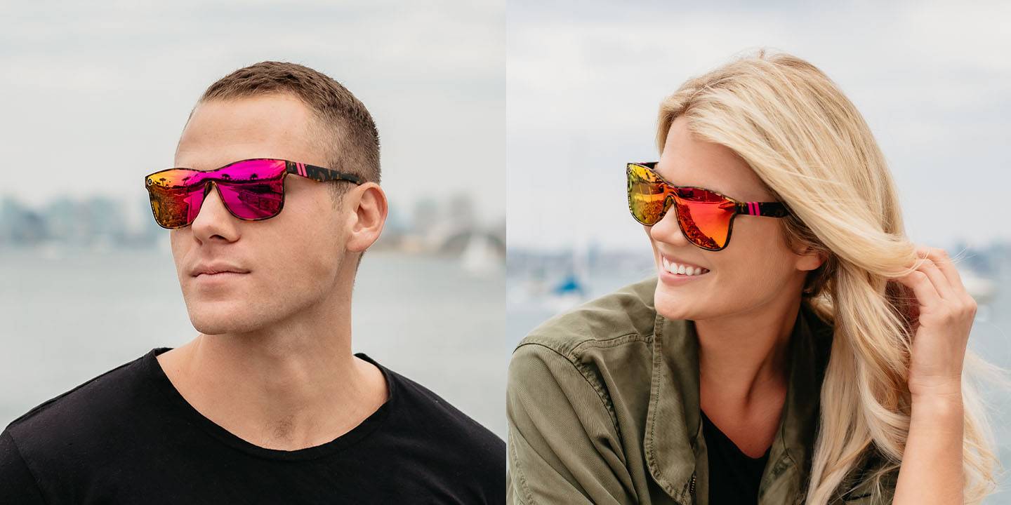Hot Diggity Polarized Sunglasses - Pink Shield Sunglasses With Black &  Freesia Tortoise Frames