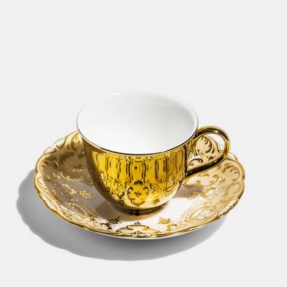 Coalport Saucer, c.1835 and Gold Reflect Teacup