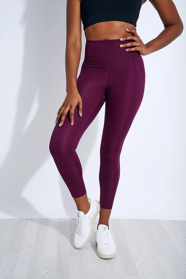 Girlfriend Collective Compressive High Waisted 7/8 Legging - Plum
