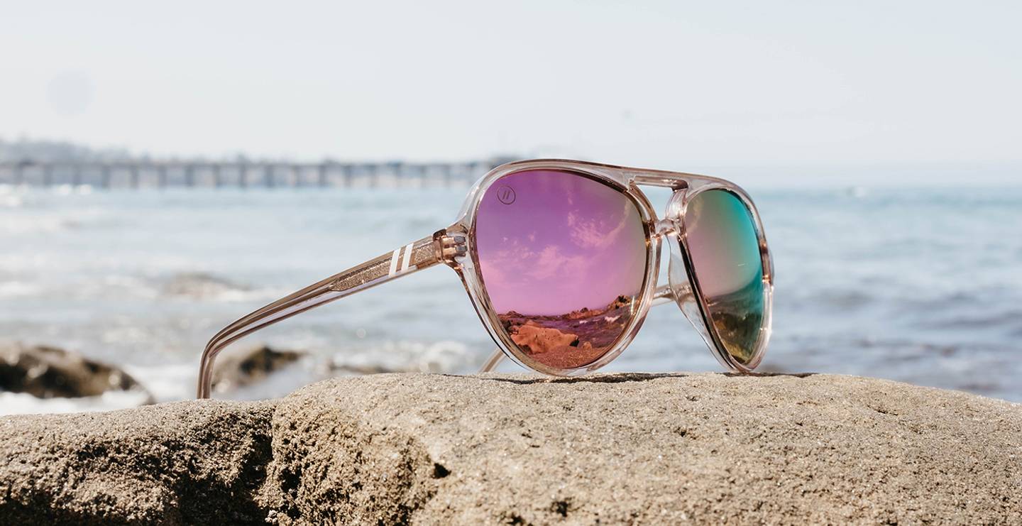 Candy Cove Aviator Sunglasses Polarized Pink Lens With Gloss Rose Top Bar Frame