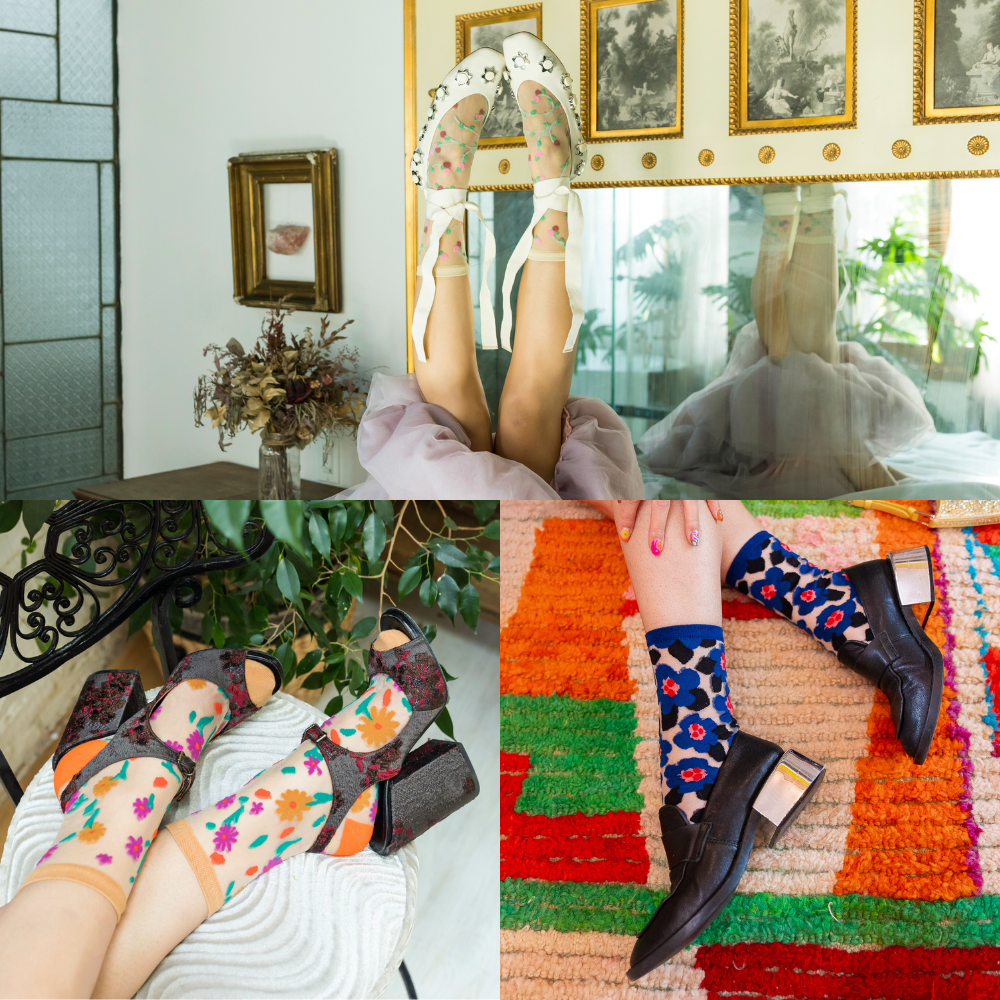 sock candy floral lovers bundle see through floral socks
