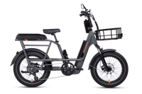 RadRunner 3 Plus electric bike with a front basket, passenger package, mirror and handlebar bag.  