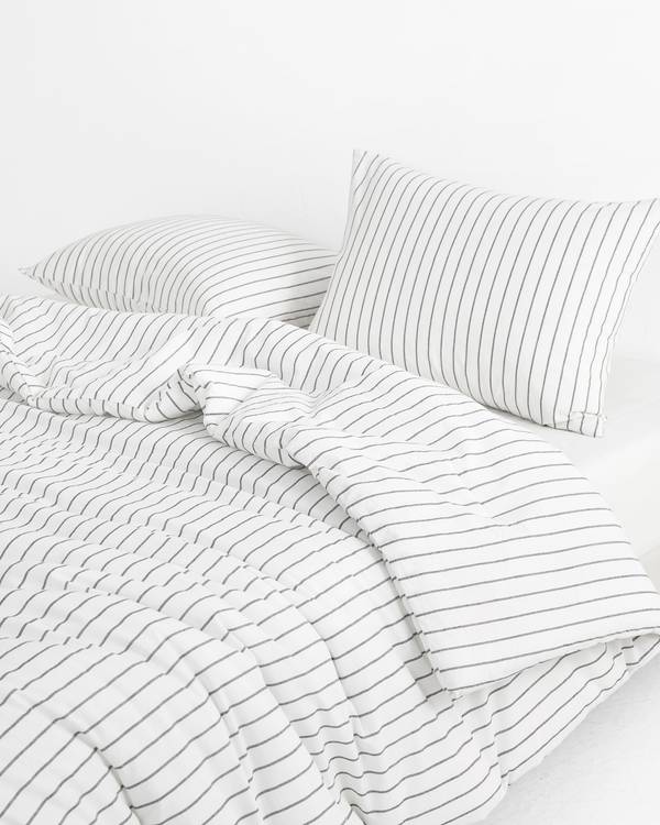 White Striped Washed Cotton Pillowcases
