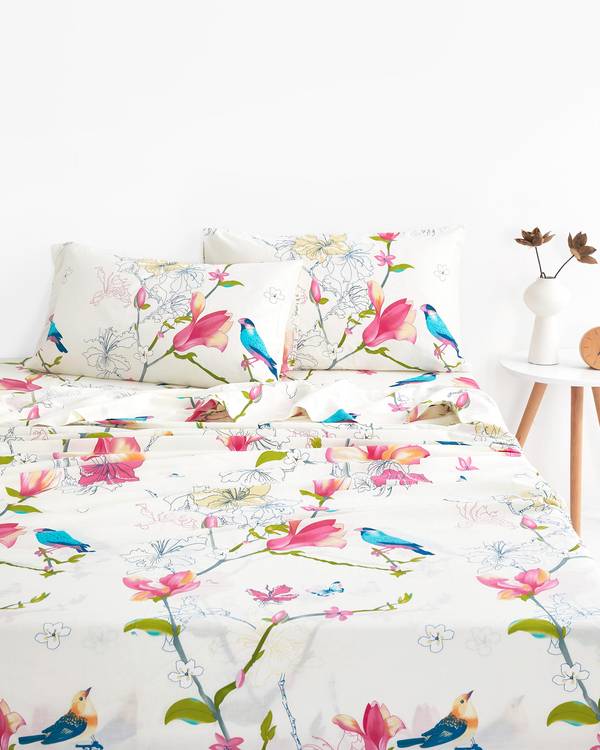 Floral Birds Cotton Comforter Set