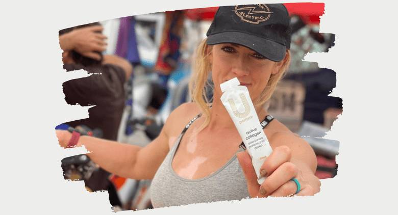 Vanessa Ruck holding U Perform Active Collagen Gel U Perform Ambassador