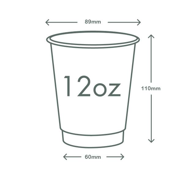 12oz (360ml) White Premium Double Wall Coffee Cup - 89 series