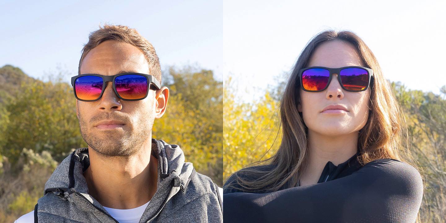 City Drifter Square Sunglasses - Polarized Blue Red Rainbow Lens