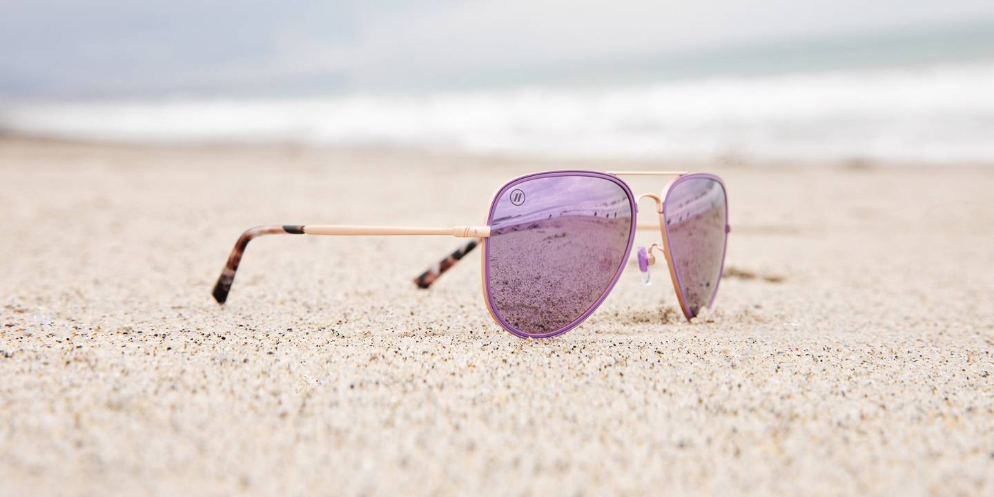 Lilac Lacey Aviator Sunglasses Polarized Purple Lens And Rose Gold Wire Frame 