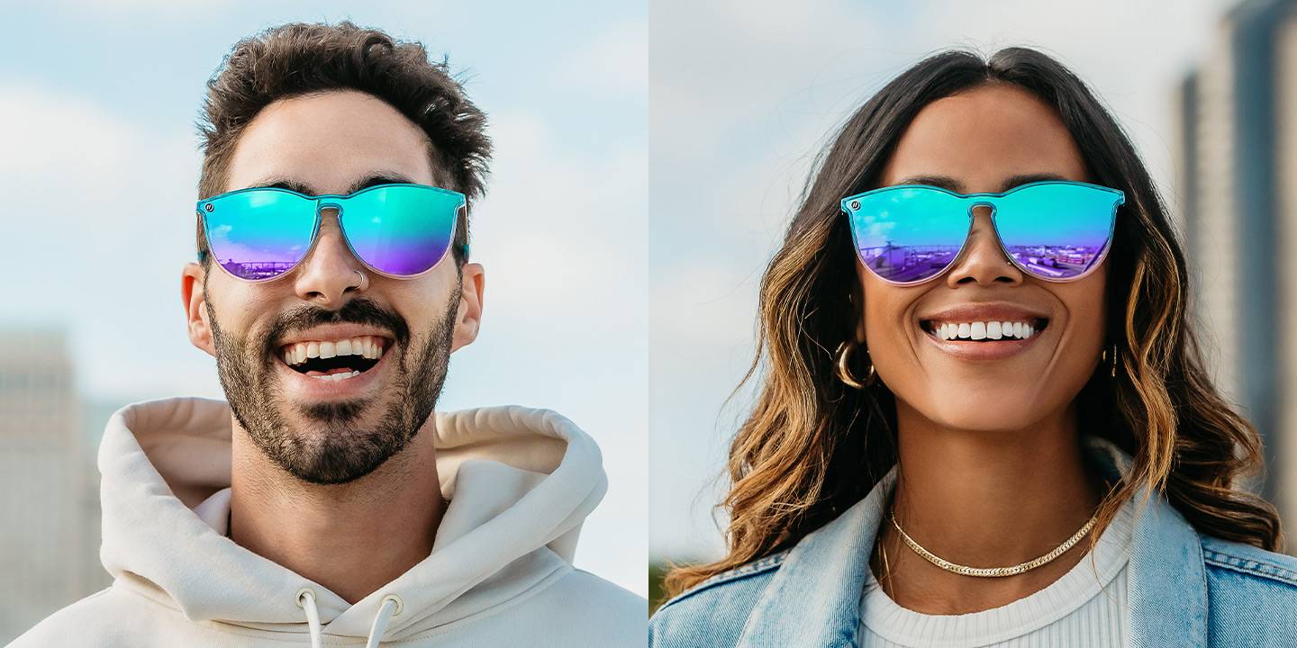 Nora Rad Round Sunglasses Polarized Rainbow Lens & Iridescent Frame