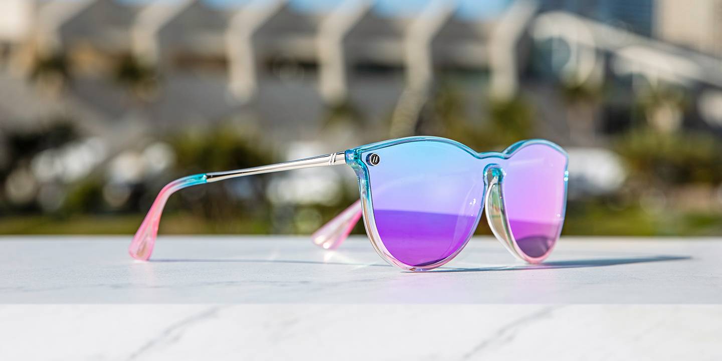 Nora Rad Round Sunglasses Polarized Rainbow Lens & Iridescent Frame