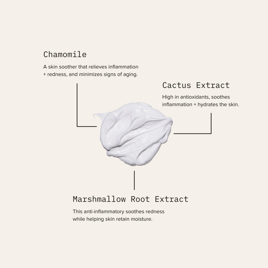 Cardon Skincare's Men's Shaving Cream is specially formulated with key ingredients including cactus extract to hydrate the skin, chamomile to soothe skin, and marshmallow root extract to help reduce redness.
