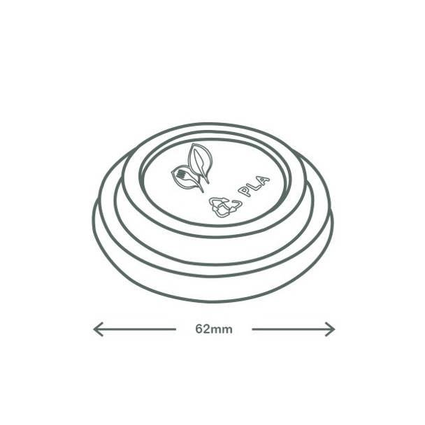 4oz Hot Lid - Flat Traveller - Bioplastic - Black - 62 Series
