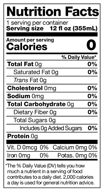 Banana Bergamot nutrition label
