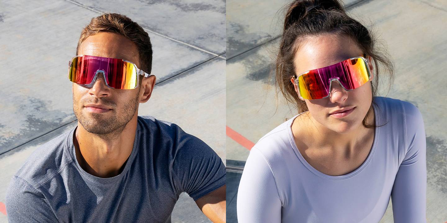 Future Ruler Polarized Sunglasses - Sunset Rainbow Lens & Clear Frame