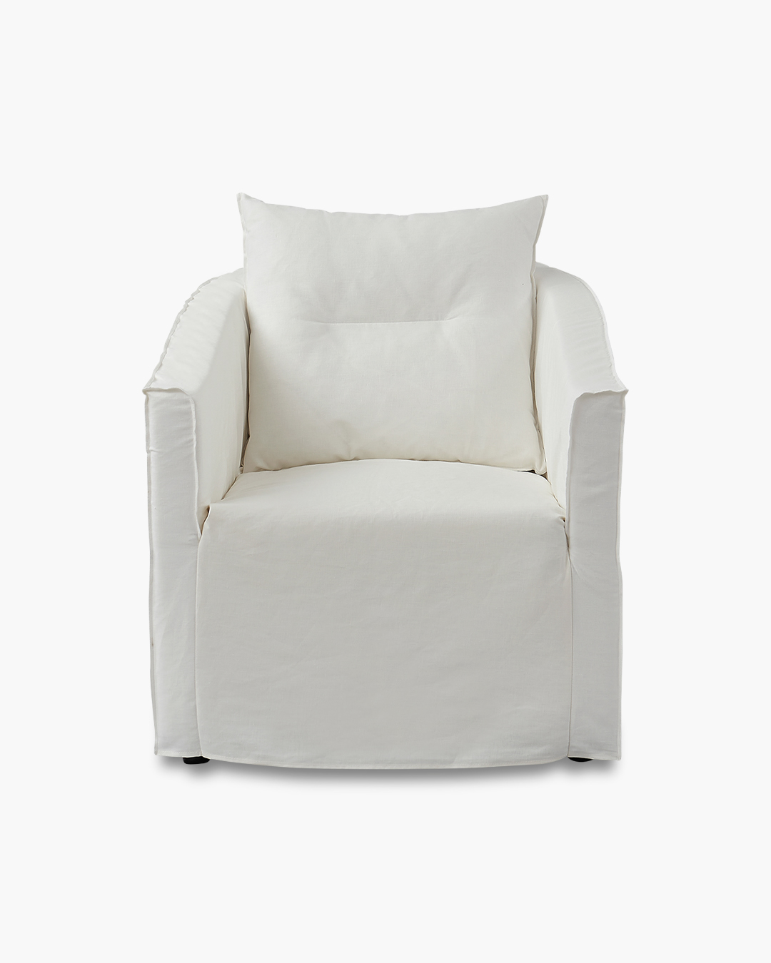 white linen club chair