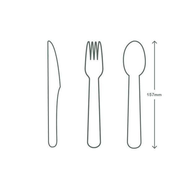 16cm Compostable Paper Cutlery Set - Knife, Fork, Spoon, Napkin