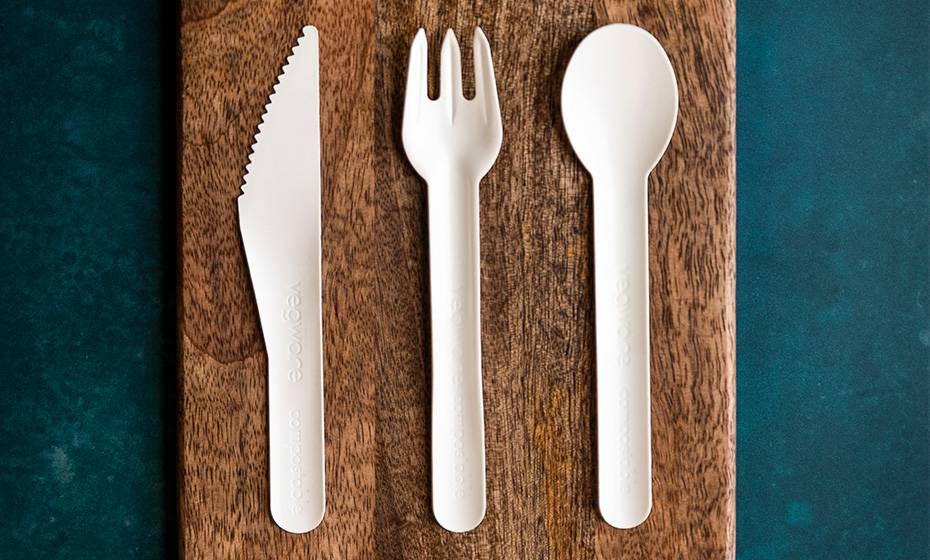 16cm Compostable Paper Cutlery Set - Knife, Fork, Spoon, Napkin