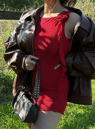 Goldsmith Faux Leather Bomber Jacket Brown
