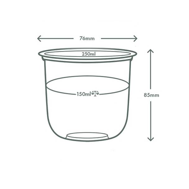 8oz (250ml) PLA Bella Wine U Tumbler - 76 Series (with 150ml W&M pour line)