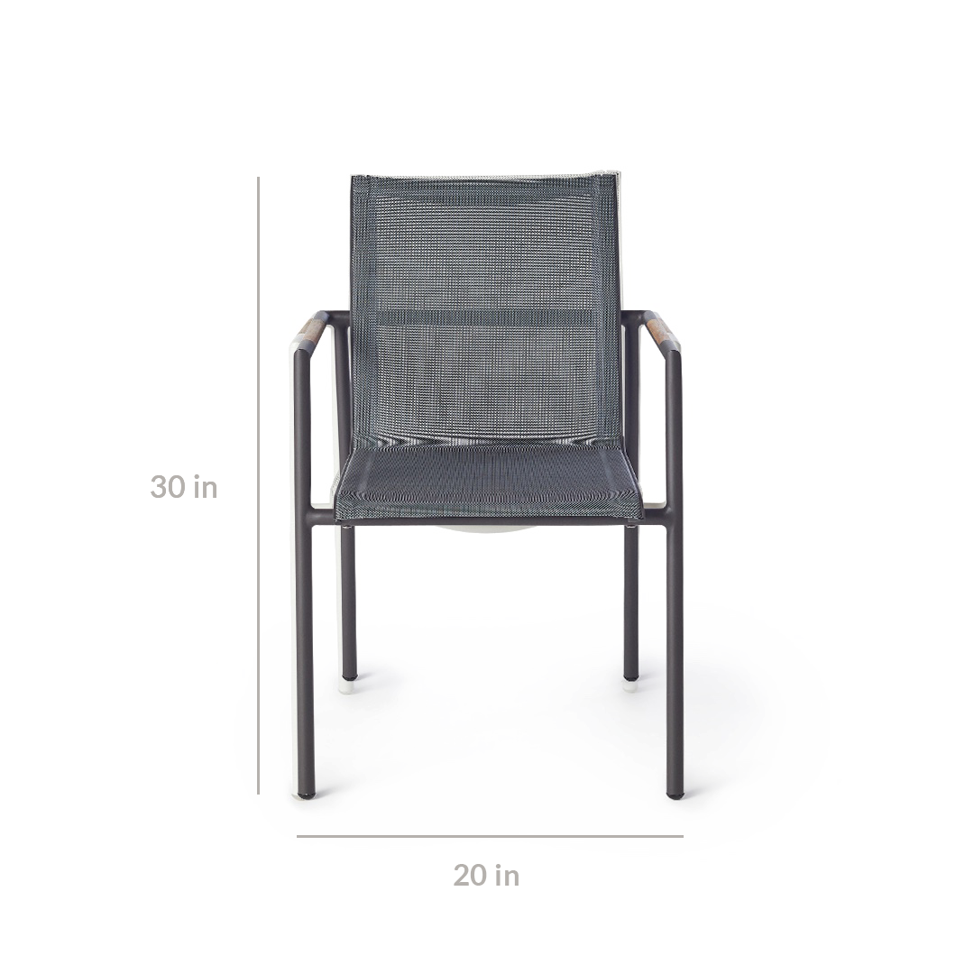 Pasadena Dining Arm Chair in Charcoal Aluminum | Terra Outdoor Living